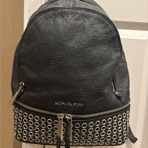 Michael Kors Black Backpack with Silver Accents